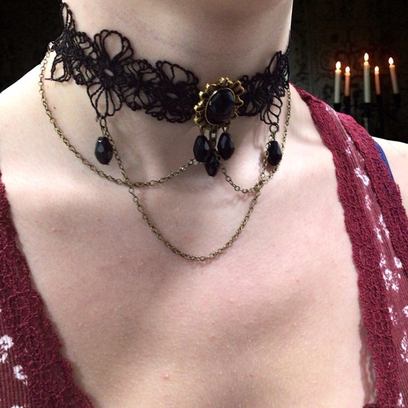 Black Lace Gothic Victorian Style Arm Cuff / Choker Necklace 🖤 - Picture 3 of 7